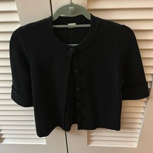 J Crew Short Sleeve Sweater S Navy Cardigan Gold